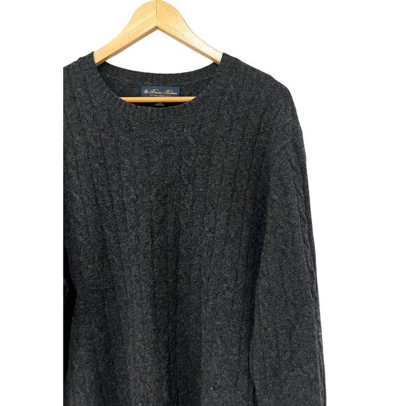 Brooks Brothers Sweater Mens XXL Gray Lambswool Cable Knit Crewneck Pullover - Picture 2 of 7